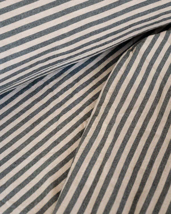 Alternative view of Classic Micro Twill Stripe Melange Flat Top Sheet Steel Grey | Sand Cloud
