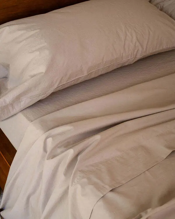 Alternative view of Signature Percale Solid Sheet Set Beige | Sand Cloud